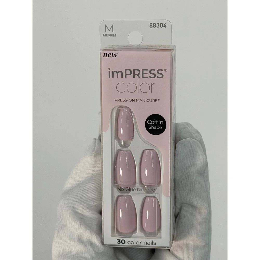 KISS imPRESS Color Press On Manicure French Lavender 516 Coffin Shape M 105-47